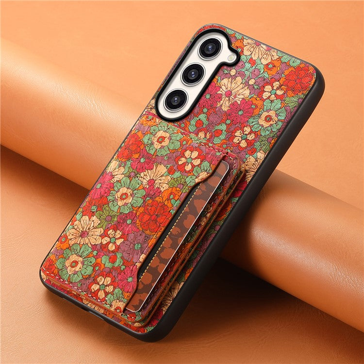 For Samsung Galaxy S23+ Case Floral Pattern Card Slot Kickstand Hybrid Phone Shell