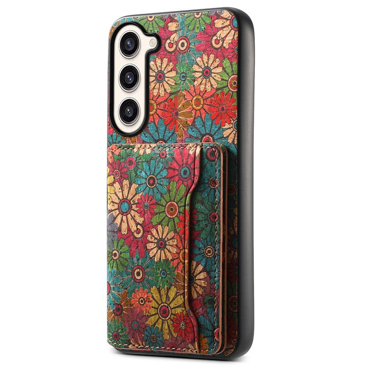 For Samsung Galaxy S23+ Case Floral Pattern Card Slot Kickstand Hybrid Phone Shell
