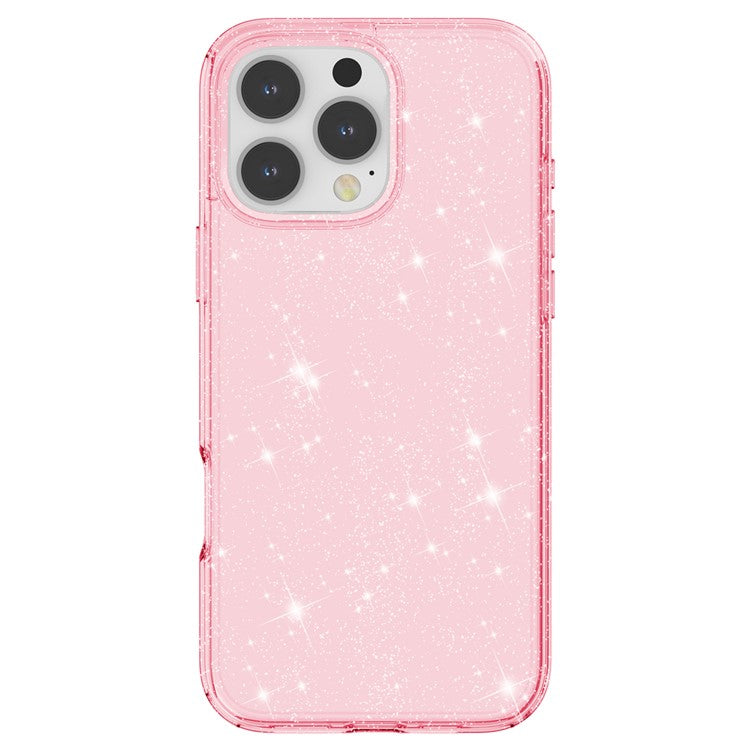 För iPhone 16 Pro Max Fodral Anti-Scratch PC+TPU Sparkly Glitter Telefonskal