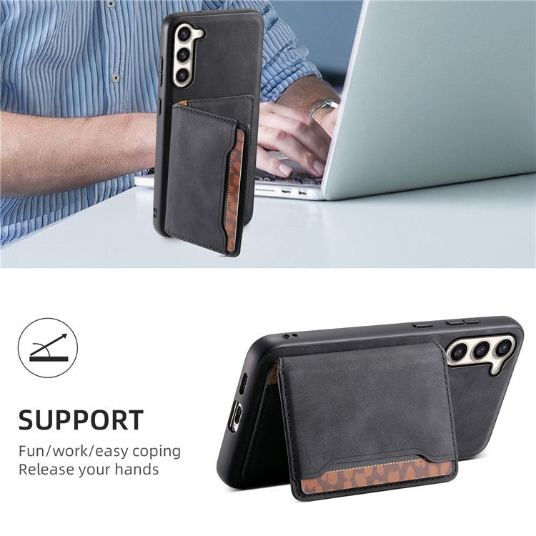 DENIOR D13 For Samsung Galaxy S23+ Case Leather + PC + TPU Phone Cover with Detachable Card Holder