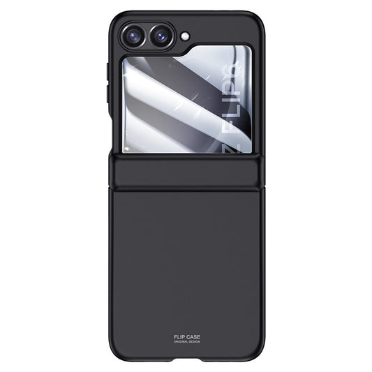 För Samsung Galaxy Z Flip6 5G Fodral Gångjärnsskydd PC-telefonskal med härdat glas bakre skärmfilm