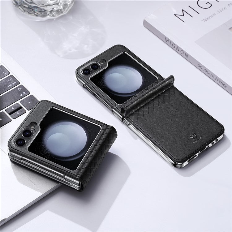 For Samsung Galaxy Z Flip6 5G Magnetic Case DUX DUCIS Bril Series Leather+PC Phone Cover with Stan