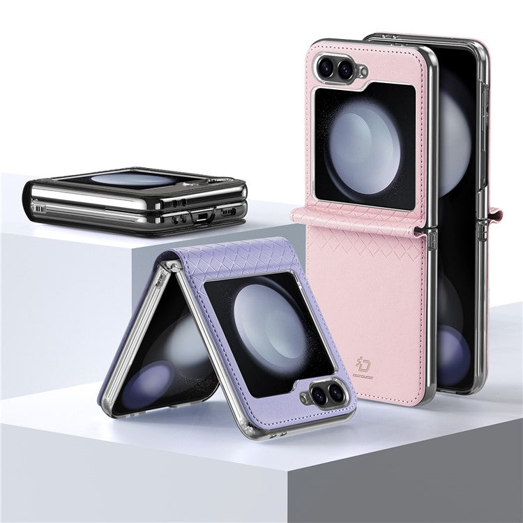 For Samsung Galaxy Z Flip6 5G Magnetic Case DUX DUCIS Bril Series Leather+PC Phone Cover with Stan