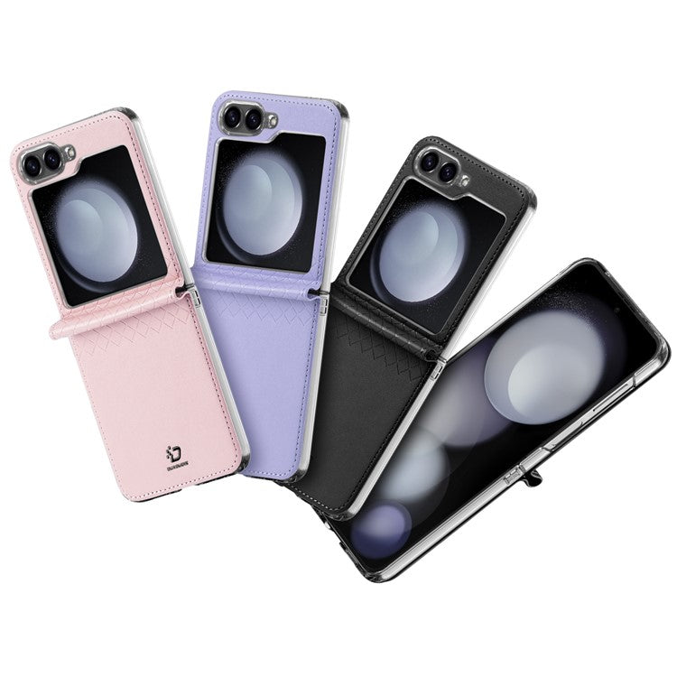 For Samsung Galaxy Z Flip6 5G Magnetic Case DUX DUCIS Bril Series Leather+PC Phone Cover with Stan