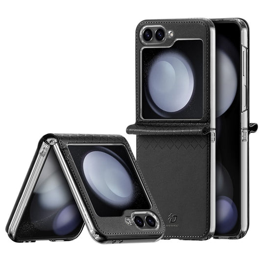 For Samsung Galaxy Z Flip6 5G Magnetic Case DUX DUCIS Bril Series Leather+PC Phone Cover with Stan