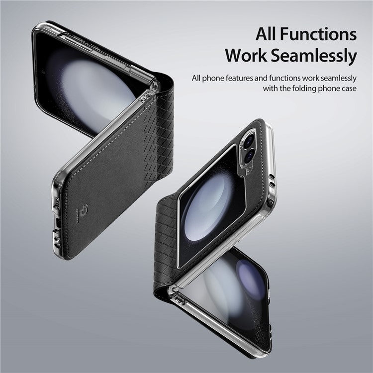 For Samsung Galaxy Z Flip6 5G Magnetic Case DUX DUCIS Bril Series Leather+PC Phone Cover with Stan