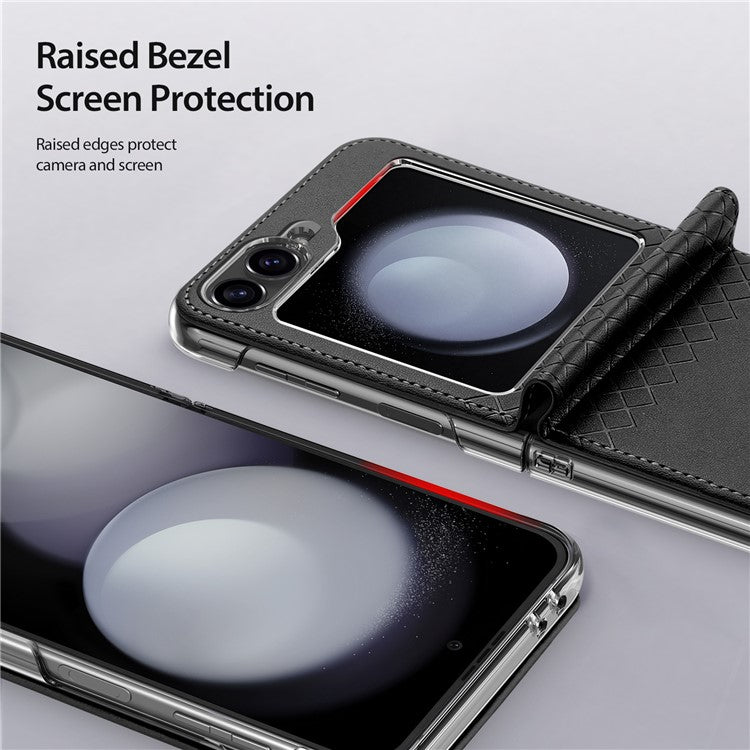 For Samsung Galaxy Z Flip6 5G Magnetic Case DUX DUCIS Bril Series Leather+PC Phone Cover with Stan