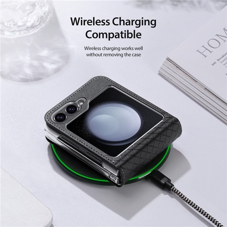 For Samsung Galaxy Z Flip6 5G Magnetic Case DUX DUCIS Bril Series Leather+PC Phone Cover with Stan