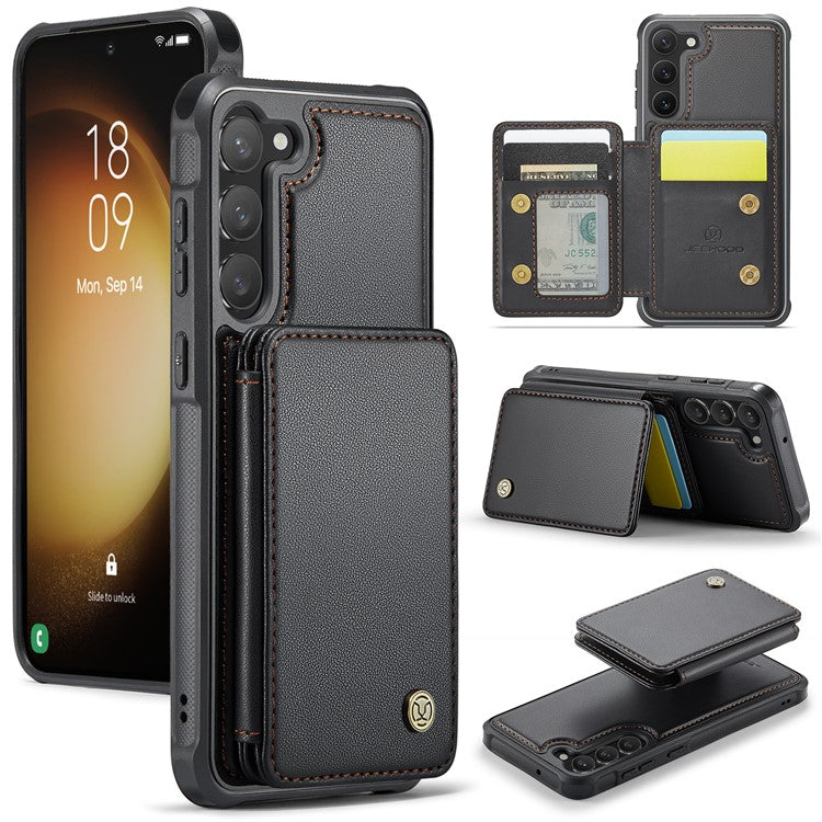 JEEHOOD J05 For Samsung Galaxy S23+ Case Leather Mobile Cover with Detachable Magnetic Card Bag