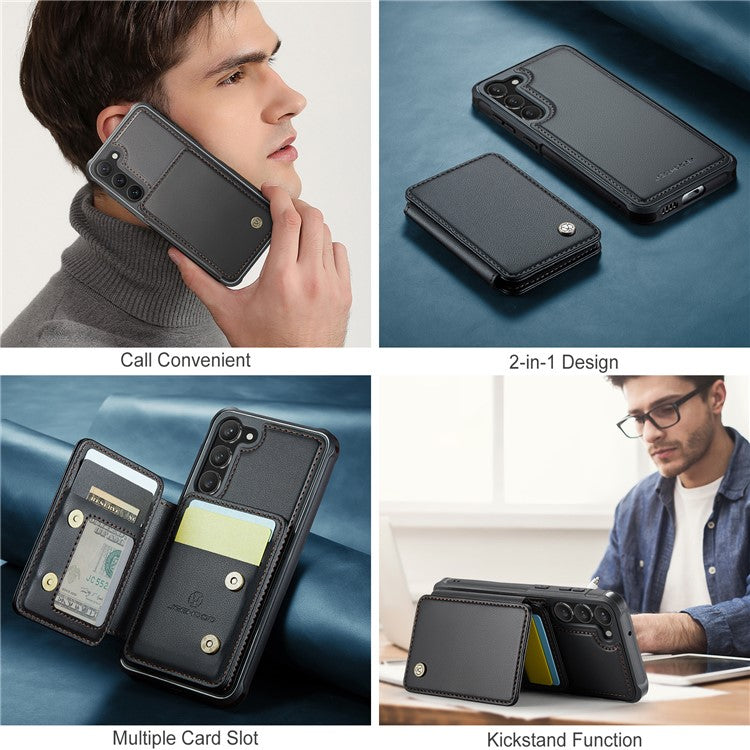 JEEHOOD J05 For Samsung Galaxy S23+ Case Leather Mobile Cover with Detachable Magnetic Card Bag