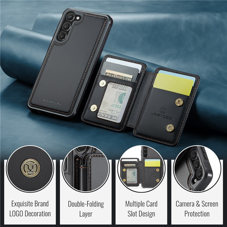JEEHOOD J05 For Samsung Galaxy S23+ Case Leather Mobile Cover with Detachable Magnetic Card Bag