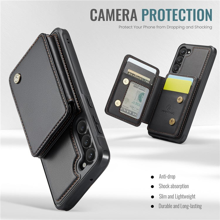 JEEHOOD J05 For Samsung Galaxy S23+ Case Leather Mobile Cover with Detachable Magnetic Card Bag