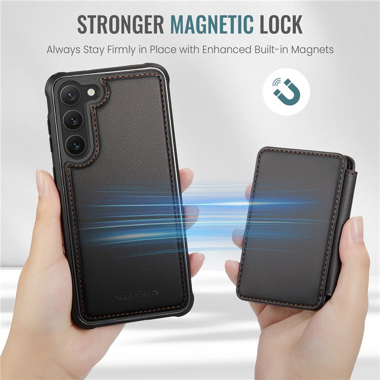 JEEHOOD J05 For Samsung Galaxy S23+ Case Leather Mobile Cover with Detachable Magnetic Card Bag