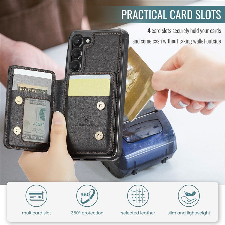 JEEHOOD J05 For Samsung Galaxy S23+ Case Leather Mobile Cover with Detachable Magnetic Card Bag
