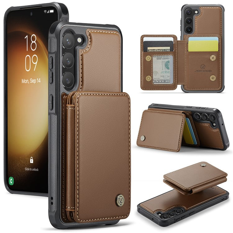 JEEHOOD J05 For Samsung Galaxy S23+ Case Leather Mobile Cover with Detachable Magnetic Card Bag