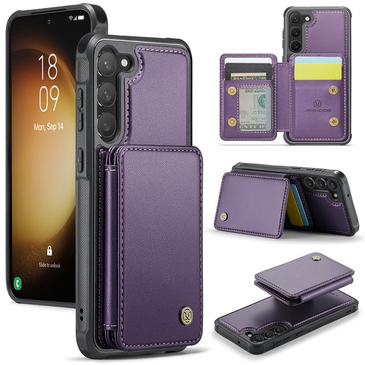 JEEHOOD J05 For Samsung Galaxy S23+ Case Leather Mobile Cover with Detachable Magnetic Card Bag