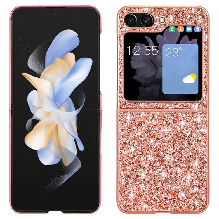 För Samsung Galaxy Z Flip6 5G Fodral Elektroplering TPU-ram PC Baksida Glitter Telefonskal
