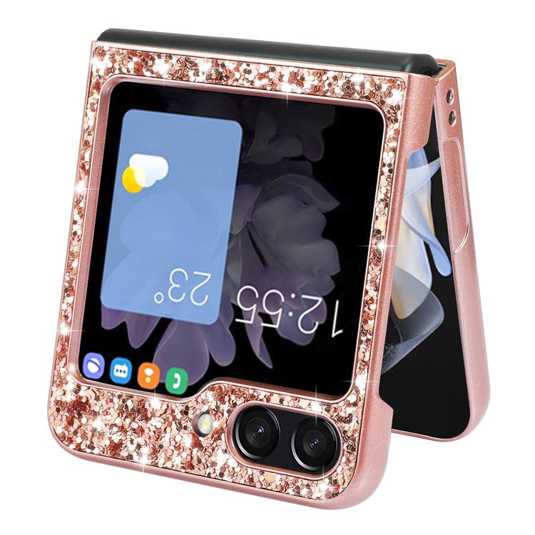 För Samsung Galaxy Z Flip6 5G Fodral Elektroplering TPU-ram PC Baksida Glitter Telefonskal