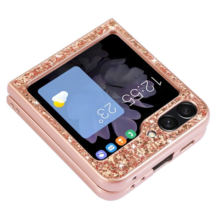 För Samsung Galaxy Z Flip6 5G Fodral Elektroplering TPU-ram PC Baksida Glitter Telefonskal