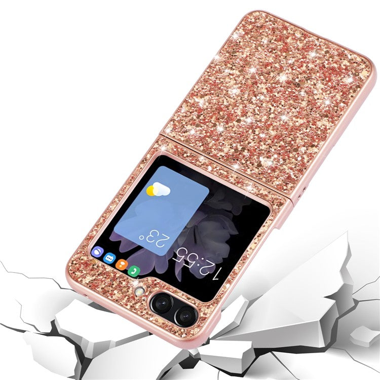För Samsung Galaxy Z Flip6 5G Fodral Elektroplering TPU-ram PC Baksida Glitter Telefonskal