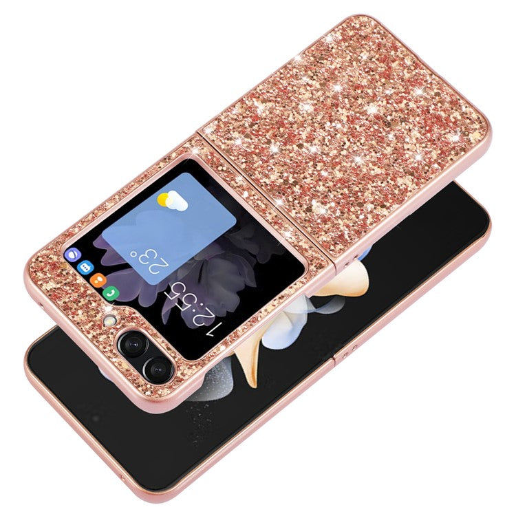 För Samsung Galaxy Z Flip6 5G Fodral Elektroplering TPU-ram PC Baksida Glitter Telefonskal