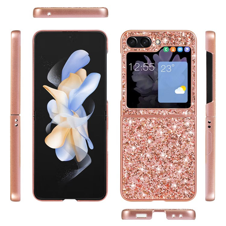 För Samsung Galaxy Z Flip6 5G Fodral Elektroplering TPU-ram PC Baksida Glitter Telefonskal