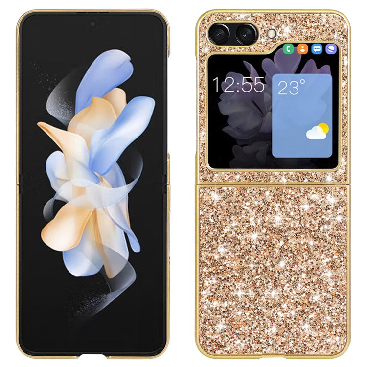 För Samsung Galaxy Z Flip6 5G Fodral Elektroplering TPU-ram PC Baksida Glitter Telefonskal