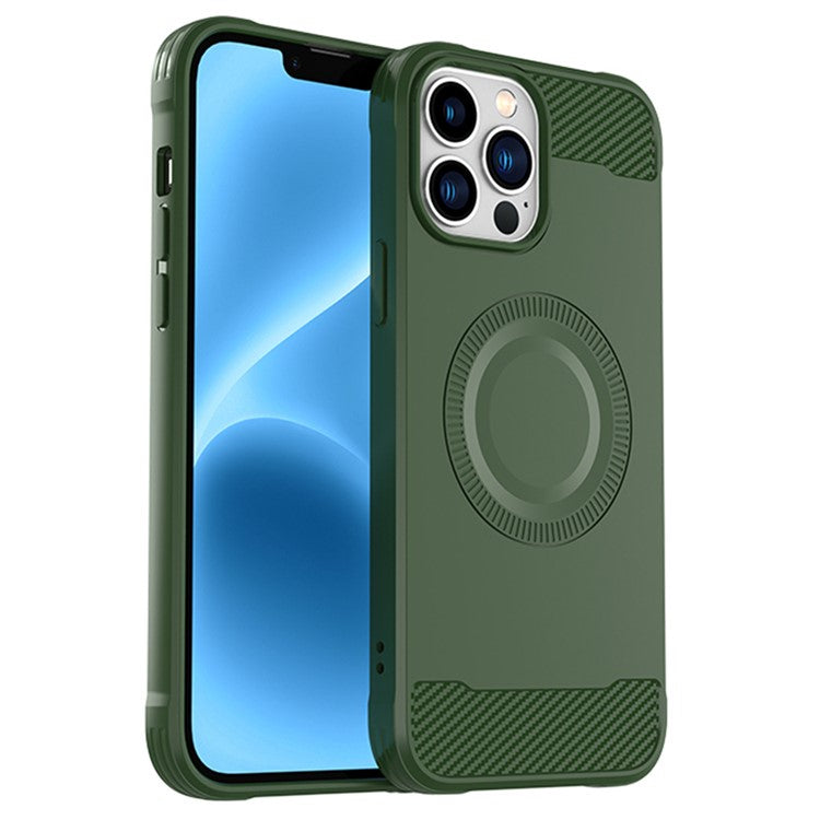 For iPhone 12 Pro Magnetic Case Carbon Fiber Texture TPU Phone Cas