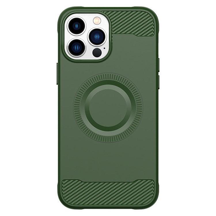 For iPhone 12 Pro Magnetic Case Carbon Fiber Texture TPU Phone Cas