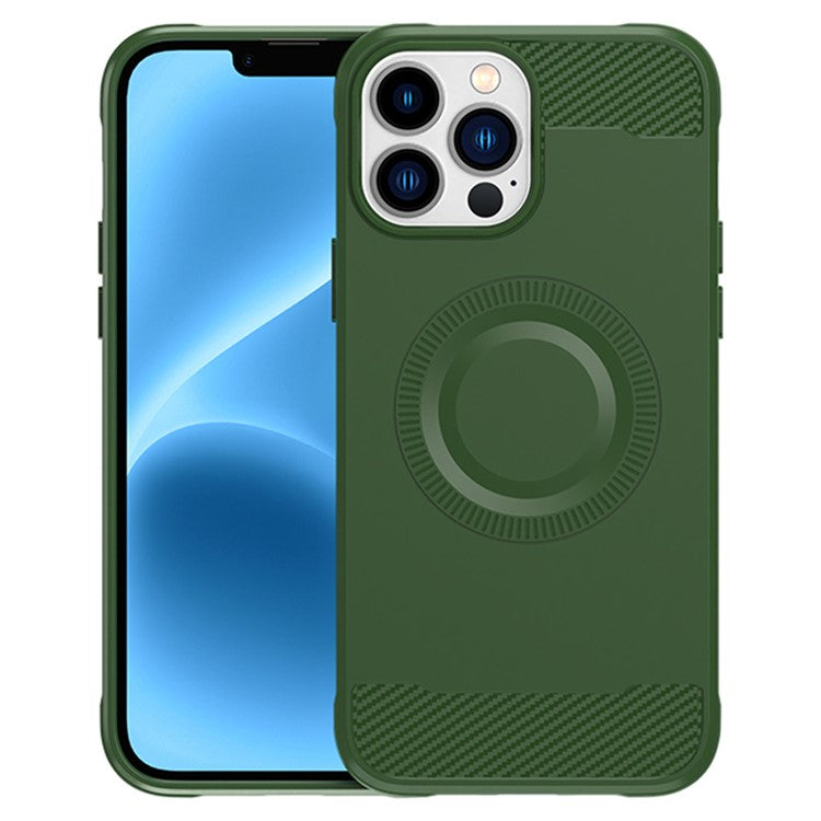 For iPhone 12 Pro Magnetic Case Carbon Fiber Texture TPU Phone Cas