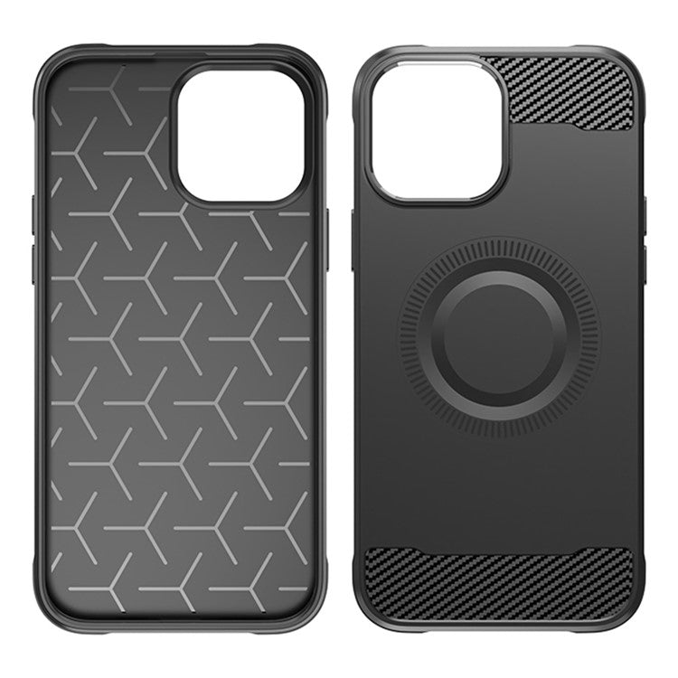 For iPhone 12 Pro Magnetic Case Carbon Fiber Texture TPU Phone Cas