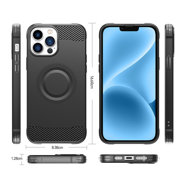 For iPhone 12 Pro Magnetic Case Carbon Fiber Texture TPU Phone Cas