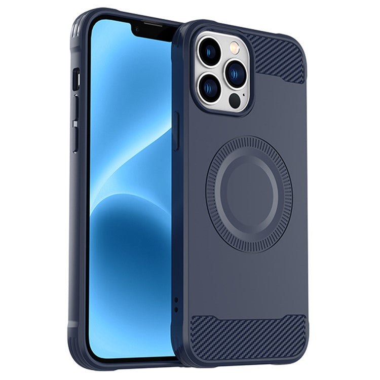 For iPhone 12 Pro Magnetic Case Carbon Fiber Texture TPU Phone Cas