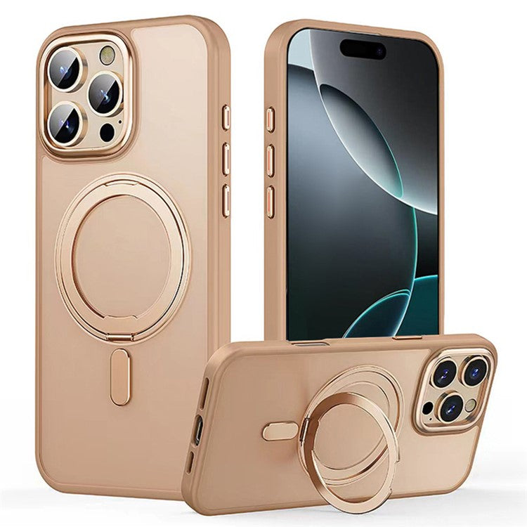 För iPhone 16 Pro Max Fodral Kompatibel med MagSafe TPU+Akryl+Metal Kickstand Matt telefonskal