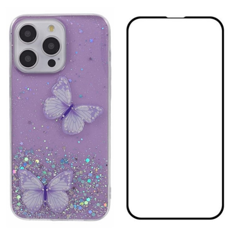 WANLONFENG AW Series for iPhone 12 Pro Max TPU Case with Screen Protector Butterfly Aesthetic Phone Cove