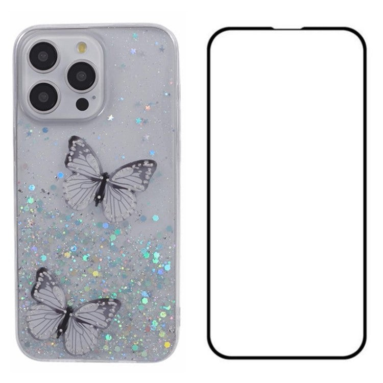 WANLONFENG AW Series for iPhone 12 Pro Max TPU Case with Screen Protector Butterfly Aesthetic Phone Cove