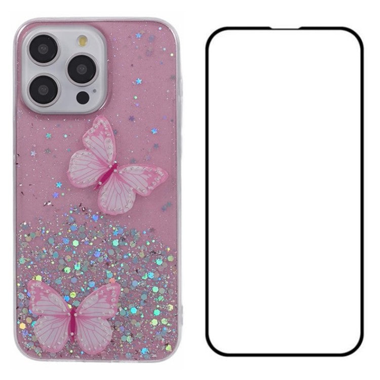 WANLONFENG AW Series for iPhone 12 Pro Max TPU Case with Screen Protector Butterfly Aesthetic Phone Cove