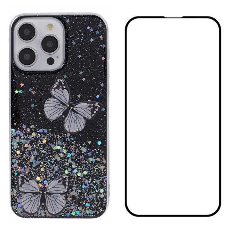 WANLONFENG AW Series for iPhone 12 Pro Max TPU Case with Screen Protector Butterfly Aesthetic Phone Cove