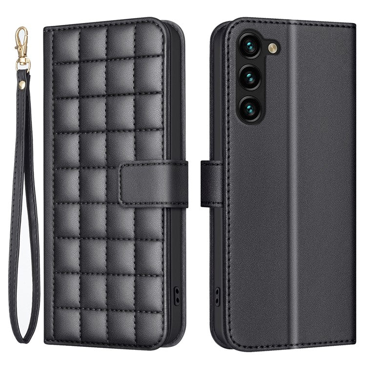 BINFEN COLOR BF34 for Samsung Galaxy S23+ Leather Case Square Grid Wallet Phone Cover