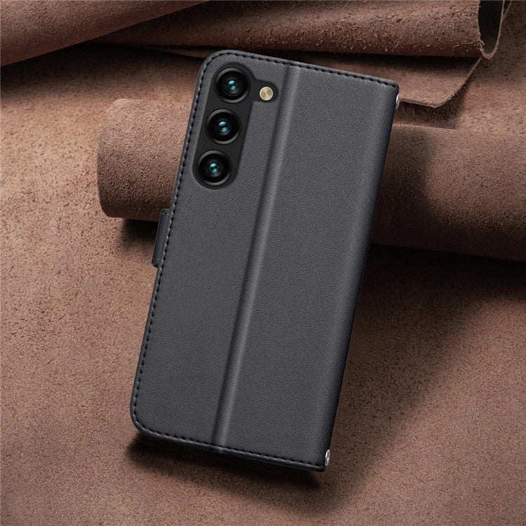 BINFEN COLOR BF34 for Samsung Galaxy S23+ Leather Case Square Grid Wallet Phone Cover