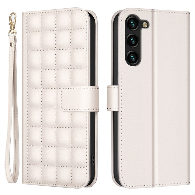BINFEN COLOR BF34 for Samsung Galaxy S23+ Leather Case Square Grid Wallet Phone Cover