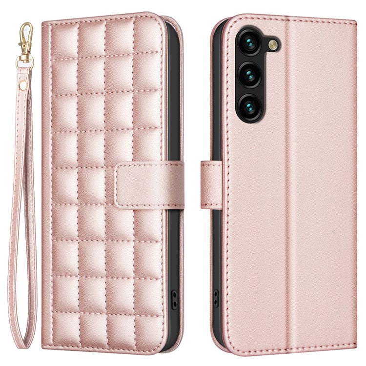 BINFEN COLOR BF34 for Samsung Galaxy S23+ Leather Case Square Grid Wallet Phone Cover