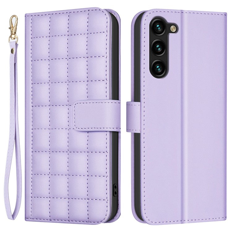 BINFEN COLOR BF34 for Samsung Galaxy S23+ Leather Case Square Grid Wallet Phone Cover