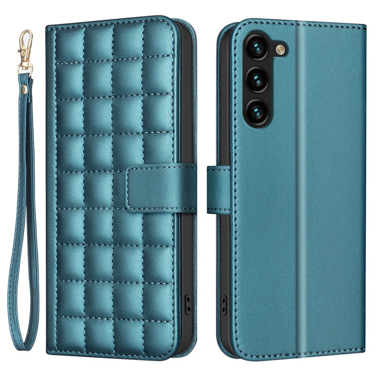 BINFEN COLOR BF34 for Samsung Galaxy S23+ Leather Case Square Grid Wallet Phone Cover