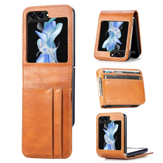 För Samsung Galaxy Z Flip6 5G Fodral Läder Telefon Cover Kortplatser
