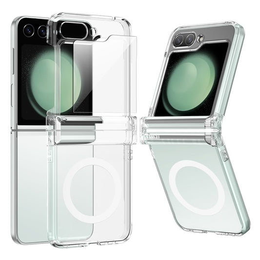 För Samsung Galaxy Z Flip6 5G Magnetic Clear Case TPU+PC Airbag Skyddande telefonskal