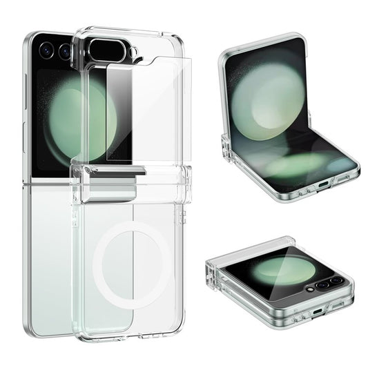 För Samsung Galaxy Z Flip6 5G Magnetic Clear Case TPU+PC Airbag Skyddande telefonskal