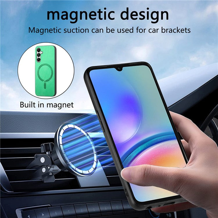 For Samsung Galaxy A05s 4G Leather Back Case Compatible with MagSafe Skin-Touch Phone Cover