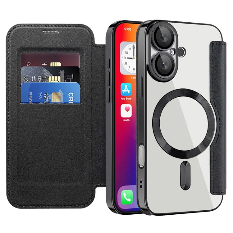 För iPhone 16 Magnetfodral RFID-blockerande lädertelefonskal