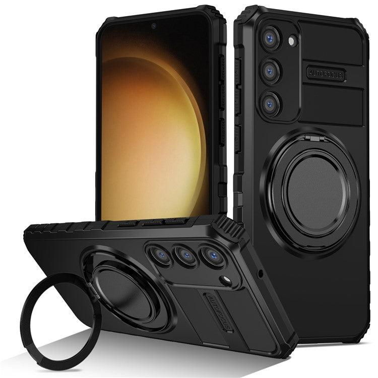 For Samsung Galaxy S23+ Case Compatible with MagSafe Rotary Kickstand Anti-Drop TPU+PC Phone Cover